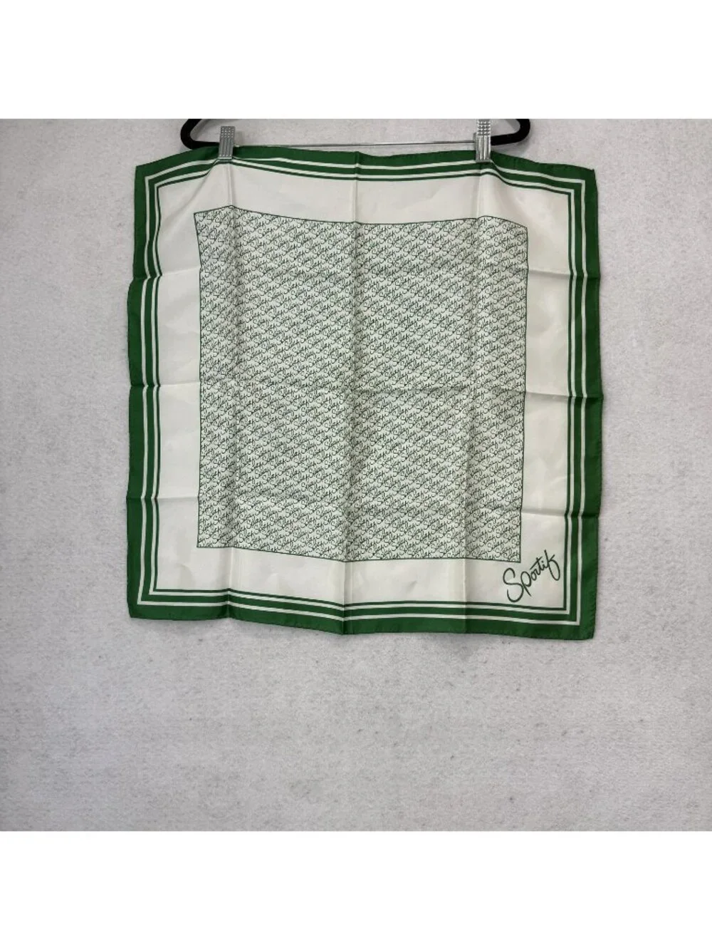 Sportif Scarf Womens OneSize Green Satin Avon Logo Square Neck Wrap Bandana